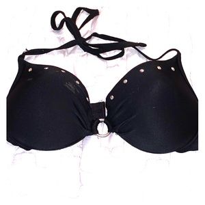 Black bikini top with silver jewels